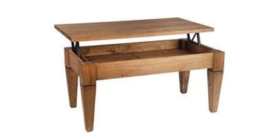 mesa centro elevable de estilo rustico y roble